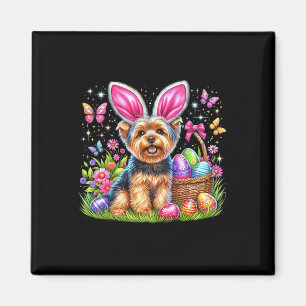 Cute Bunny Yorkshire Terrier Dog Easter Eggs Sket Magnet