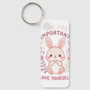 Cute Bunny You Are Important Keychain- Love yourse Key Ring