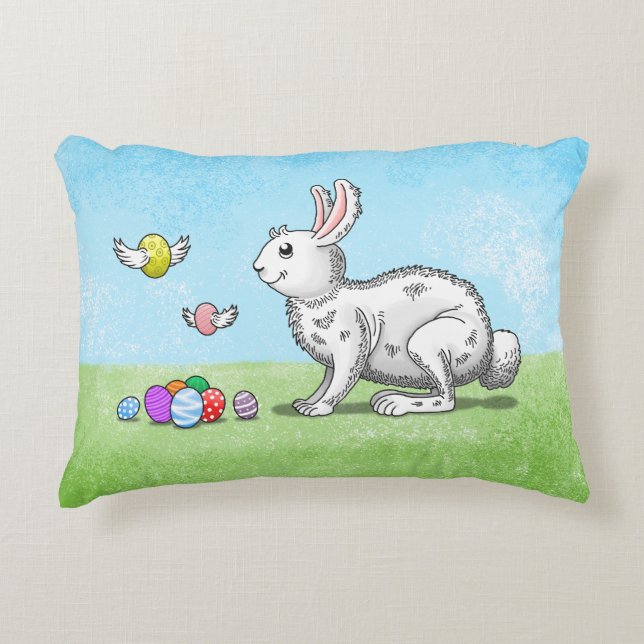 Cute Bunny's Easter Eggs Decorative Cushion (Front)