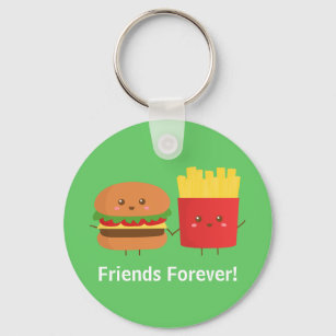 Cute Burger and Fries Friends Forever Keychain