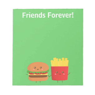 Cute Burger and Fries Friends Forever Notepad