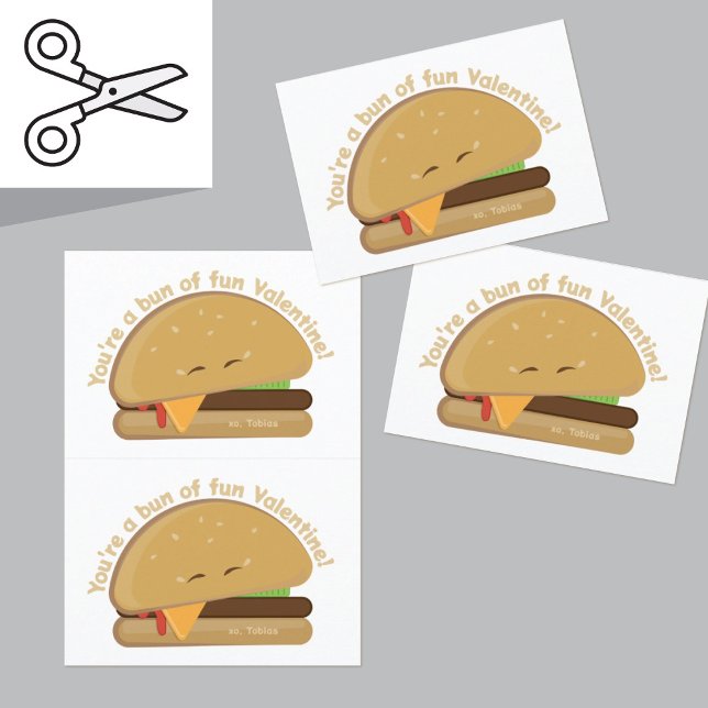 Cute Burger Cuttable Valentines Day Cards Dark Red (Creator Uploaded)