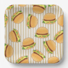 Cute Burger Print Artisan Paper Plate for Party