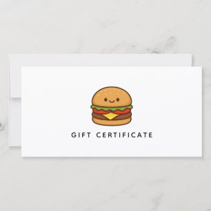 Cute Burger Restaurant Business Gift Certificate