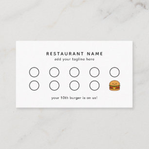 Cute Burger Restaurant Loyalty Card