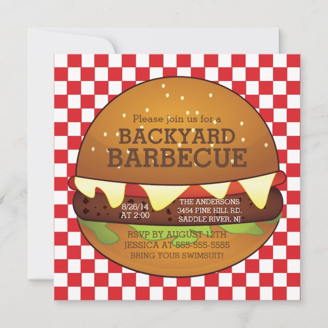 Cute Burger Summer BBQ Party Invitation (Front)
