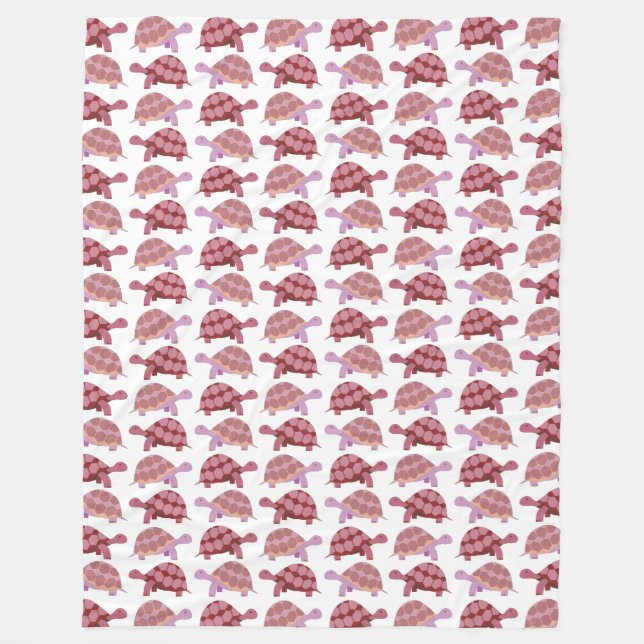 Cute Burgundy Cartoon Tortoise Pattern Fleece Blanket (Front)