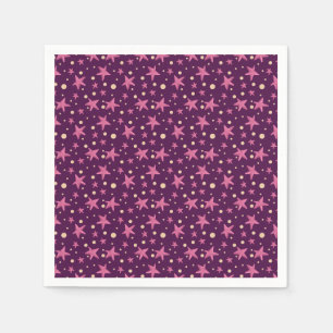 Cute Burgundy Pink Star Space Girl Party Napkin