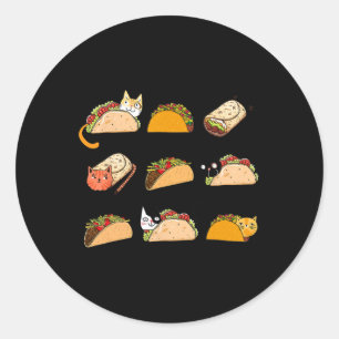 Cute Burrito Taco Cat Cinco De Mayo Taco Tuesday C Classic Round Sticker