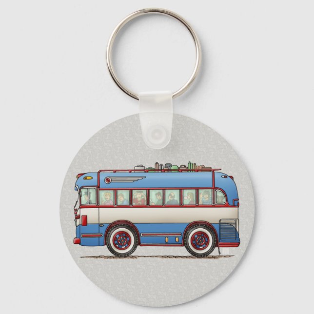 Cute Bus Tour Bus Key Ring (Front)