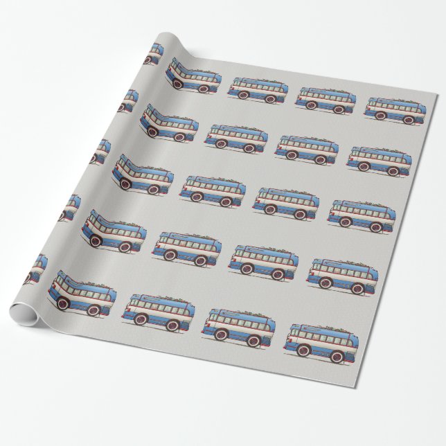 Cute Bus Tour Bus Wrapping Paper (Unrolled)