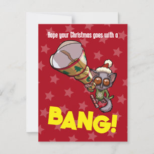 Cute Bush Baby Christmas Bonbon Bang! Cartoon Postcard