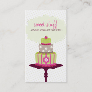 CUTE BUSINESS CARD sweet cake bakery lime pink