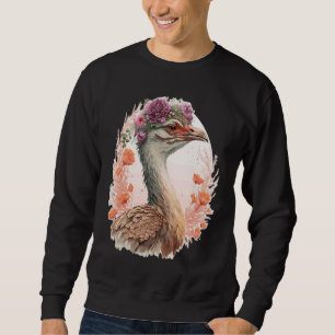 Cute Bustard Bird Watching Flower Crown Floral Bir Sweatshirt