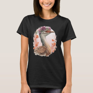 Cute Bustard Bird Watching Flower Crown Floral Bir T-Shirt
