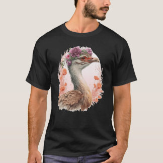Cute Bustard Bird Watching Flower Crown Floral Bir T-Shirt