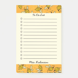 Cute Busy Bees Teacher To Do List 4x6 Post-it Notes