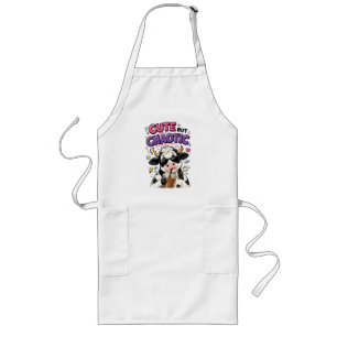 Cute but chaotic cow with iced coffee long apron