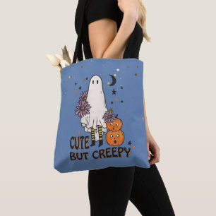 Cute But Creepy Cute Ghost and Stars Halloween Tote Bag