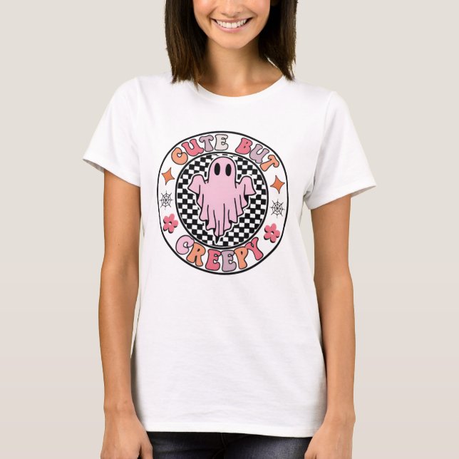 Cute But Creepy Ghost | Pastel Halloween Vibes T-Shirt (Front)