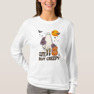 Cute But Creepy Ghost, Pumpkins & Bats T-Shirt