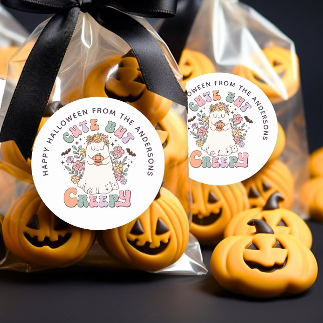 Cute But Creepy Halloween Groovy Treat Bag Sticker (Creator Uploaded)