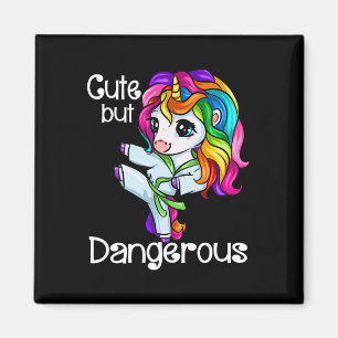 Cute But Dangerous Funny Karate Unicorn Girl Magnet