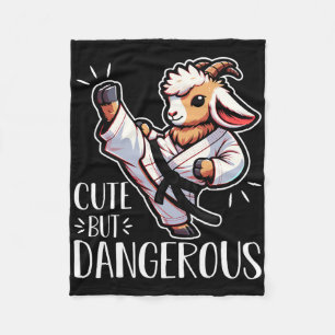 Cute But Dangerous Karate Sheep High Kick Fleece Blanket