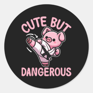Cute But Dangerous Karate Taekwondo Pig Karate Gir Classic Round Sticker