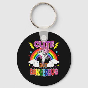 Cute but Dangerous Karate Taekwondo Unicorn Girl Key Ring