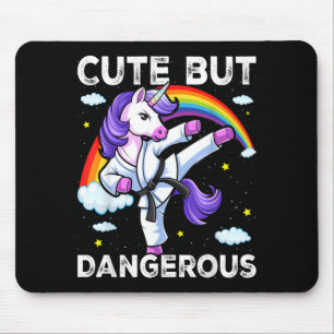 Cute but Dangerous Karate Taekwondo Unicorn Girl Mouse Pad