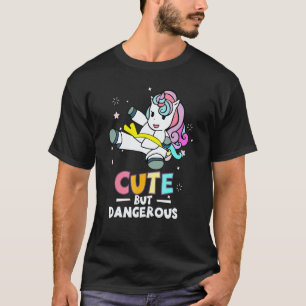 Cute But Dangerous Karate Taekwondo Unicorn Girls T-Shirt