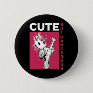 Cute But Dangerous Karate Taekwondo Unicorn Karate 6 Cm Round Badge