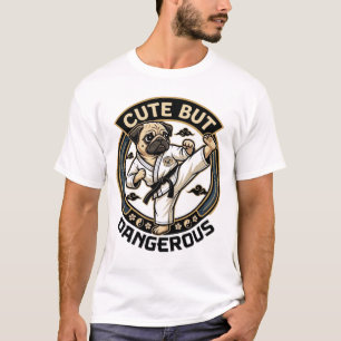 Cute But Dangerous Pug Dog Karate Kick_1 T-Shirt