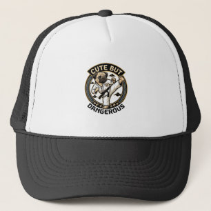 Cute But Dangerous Pug Dog Karate Kick_1 Trucker Hat