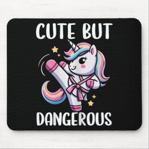 Cute But Dangerous Unicorn Karate Girl Taekwondo Mouse Pad