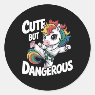 Cute But Dangerous Unicorn Martial Arts Gifts For Classic Round Sticker