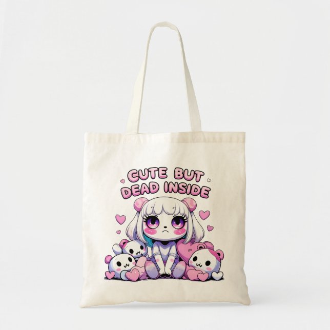 Cute But Dead Inside Aesthetic Ghost Tote Bag  (Front)