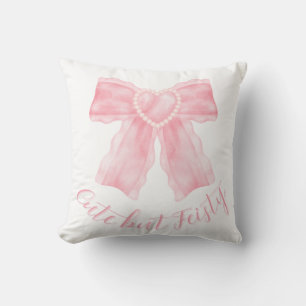 Cute but Feisty Bow Design Girly Sassy Quote Art Cushion