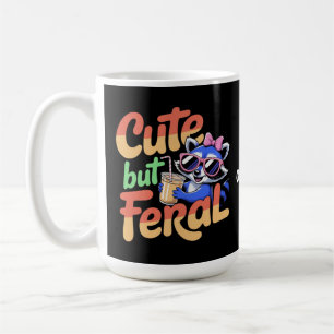 Cute But Feral Funny Adorable Racoon Retro Vacay Coffee Mug