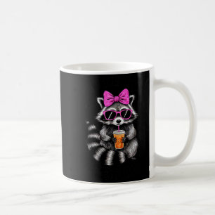 Cute But Feral Funny Colorful Racoon With Sungles Coffee Mug