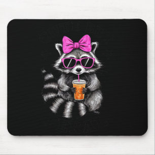 Cute But Feral Funny Colorful Racoon With Sungles Mouse Pad