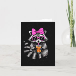 Cute But Feral Funny Colourful Racoon With Sungles Card