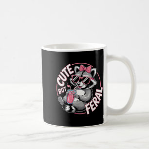 Cute But Feral Funny Colourful Racoon with Sungles Coffee Mug