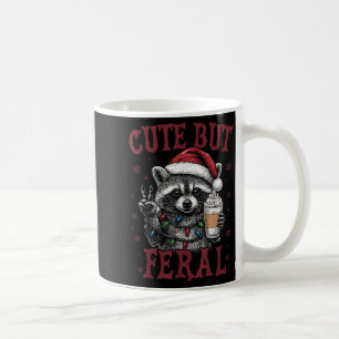 Cute But Feral Funny Raccoon Santa Christmas Match Coffee Mug