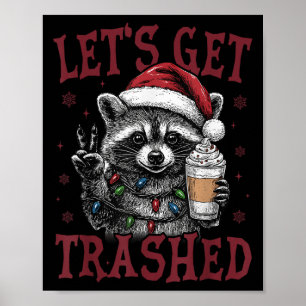 Cute But Feral Funny Racoon Santa Christmas Match Poster