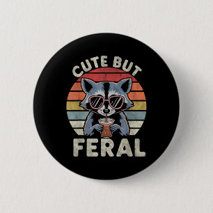 Cute But Feral Funny Racoon Sungles For Toddler Bo 6 Cm Round Badge