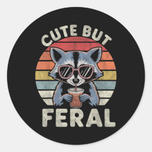 Cute But Feral Funny Racoon Sungles For Toddler Bo Classic Round Sticker