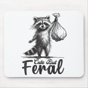 Cute But Feral Panda Racoon Costume Funny Racoon Mouse Pad