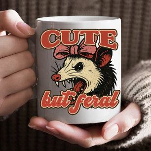 Cute But Feral Possum: Vintage Sarcastic Humour Coffee Mug